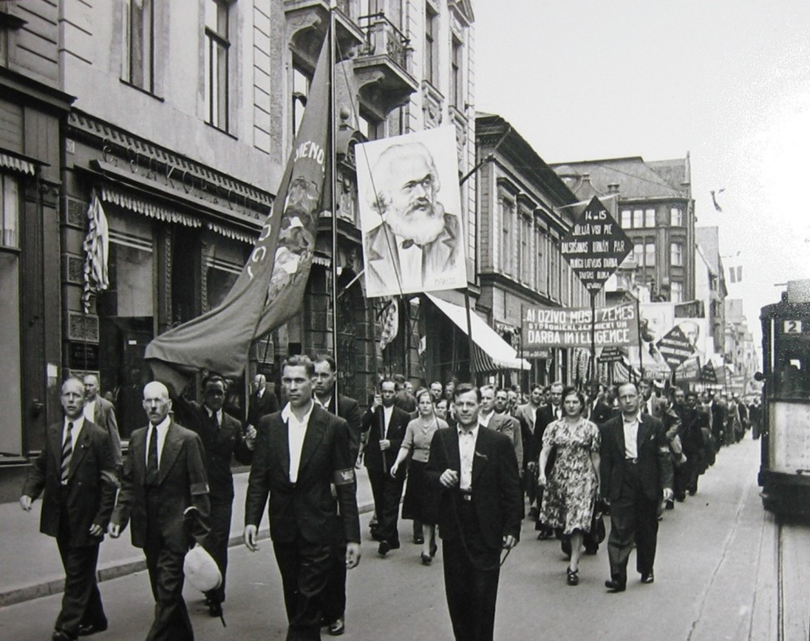 Demonstration organized by the Soviet authorities in Riga, 1940